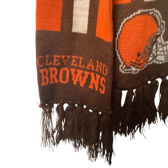 Cleveland Browns Striped Knit Scarf With Fringe 60” - Picture 2 of 5